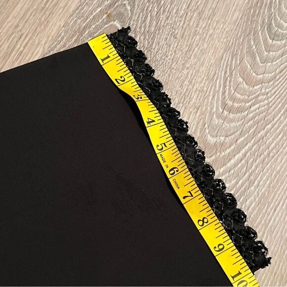 90s High Rise Pant 
Black ECI Pockets Straight Leg Dressy Beaded Lace Hem 10 - Picture 12 of 16